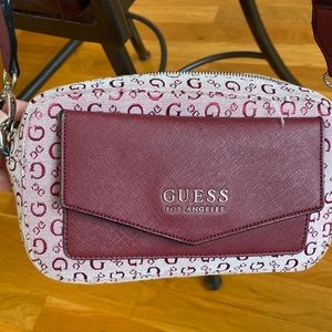 Guess small burgundy canvas purse